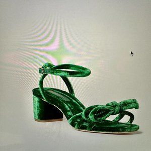 Loeffler Randall Spruce Green Velvet Sandal - Size 8
